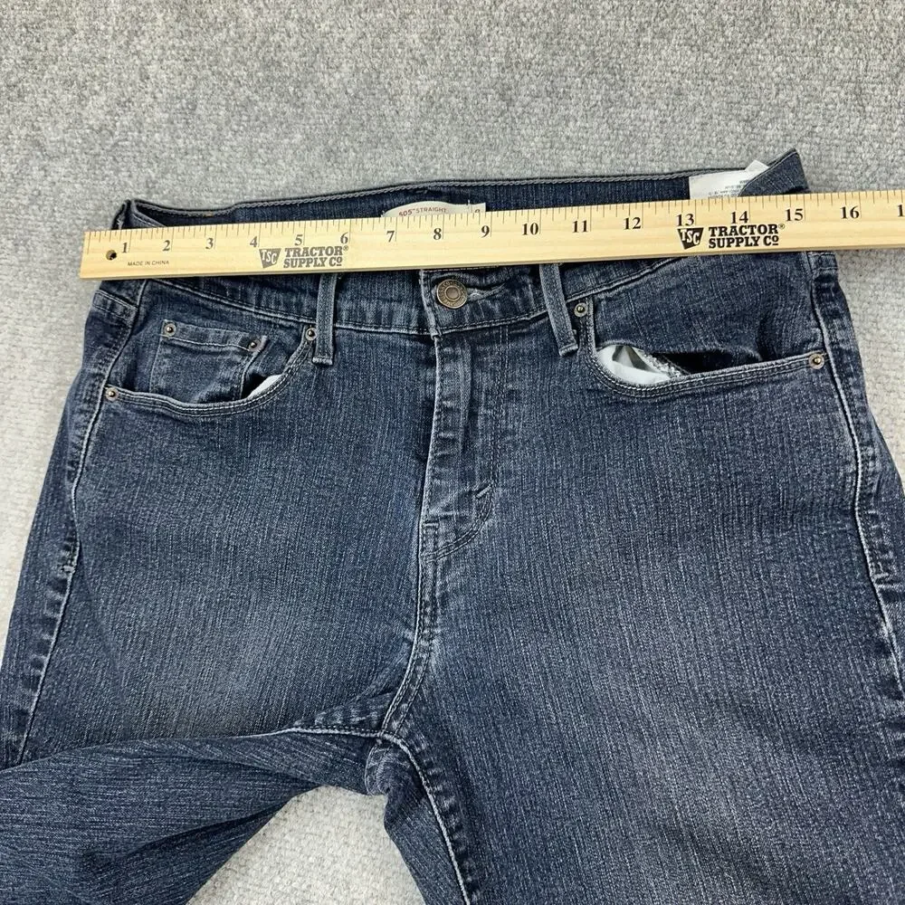 Levis 505 Straight Leg Jeans Womens Size 8 Dark Wash Denim Mid Rise Stretch